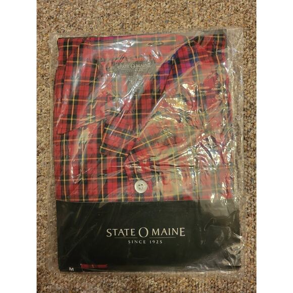 NWT State O Maine Red Plaid Flannel Sleepwear Pajama Set Men's Size Medium - Picture 4 of 9